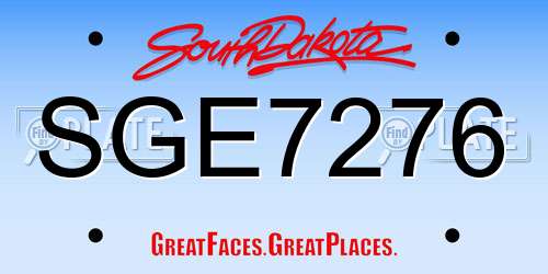 SGE7276 South Dakota License Plate