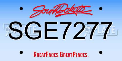 SGE7277 South Dakota License Plate