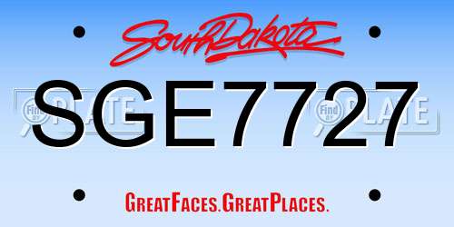SGE7727 South Dakota License Plate