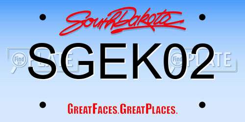 SGEK02 South Dakota License Plate