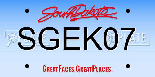 SGEK07 South Dakota License Plate