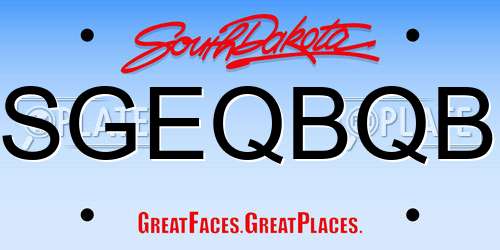 SGEQBQB South Dakota License Plate