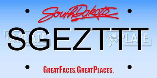 SGEZTTT South Dakota License Plate