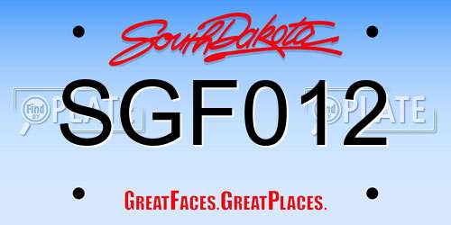 SGF012 South Dakota License Plate