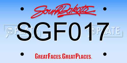 SGF017 South Dakota License Plate