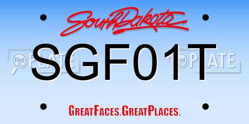 SGF01T South Dakota License Plate