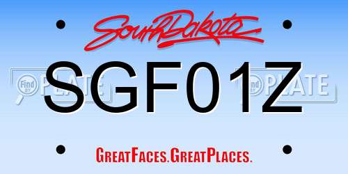 SGF01Z South Dakota License Plate
