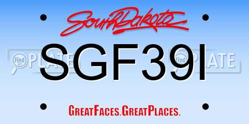 SGF39I South Dakota License Plate
