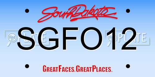 SGFO12 South Dakota License Plate