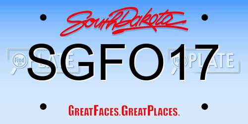 SGFO17 South Dakota License Plate