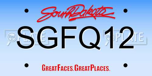 SGFQ12 South Dakota License Plate