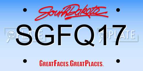 SGFQ17 South Dakota License Plate