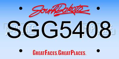 SGG5408 South Dakota License Plate
