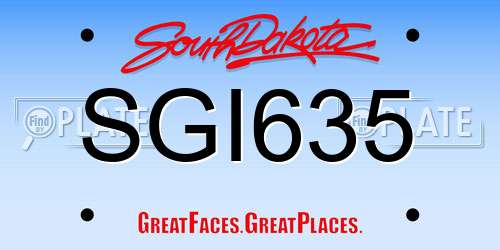SGI635 South Dakota License Plate