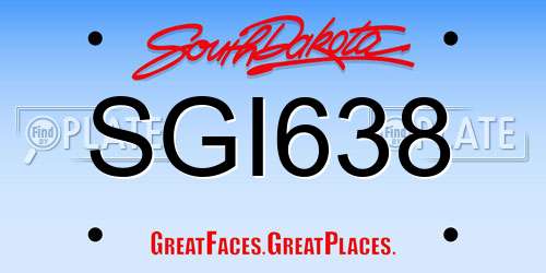 SGI638 South Dakota License Plate