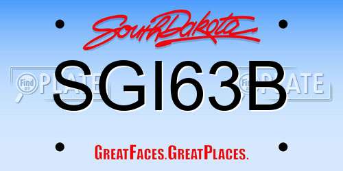 SGI63B South Dakota License Plate