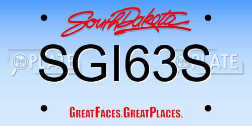 SGI63S South Dakota License Plate