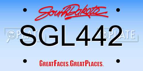 SGL442 South Dakota License Plate