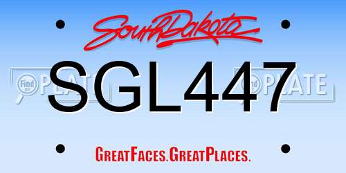 SGL447 South Dakota License Plate