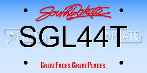 SGL44T South Dakota License Plate