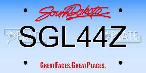 SGL44Z South Dakota License Plate