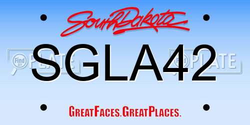 SGLA42 South Dakota License Plate