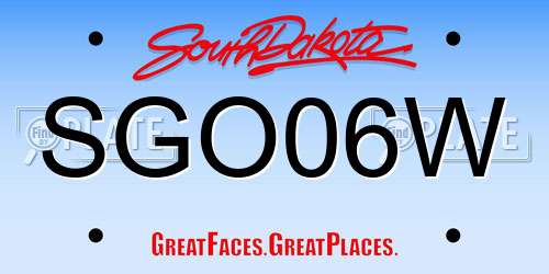 SGO06W South Dakota License Plate