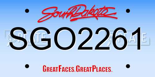 SGO2261 South Dakota License Plate