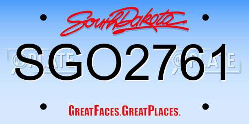 SGO2761 South Dakota License Plate
