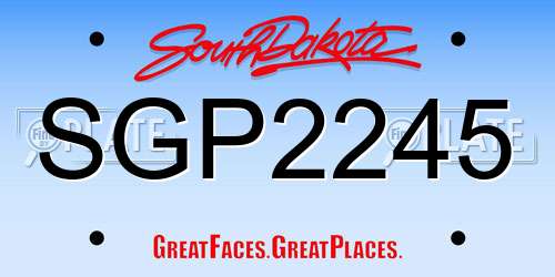 SGP2245 South Dakota License Plate