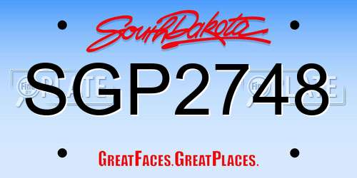 SGP2748 South Dakota License Plate