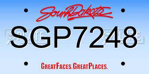 SGP7248 South Dakota License Plate