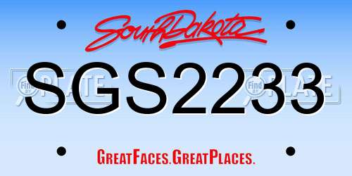 SGS2233 South Dakota License Plate