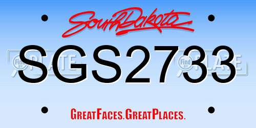 SGS2733 South Dakota License Plate