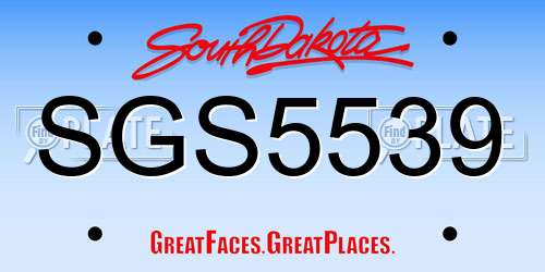 SGS5539 South Dakota License Plate