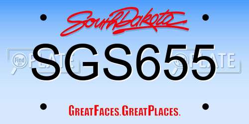 SGS655 South Dakota License Plate