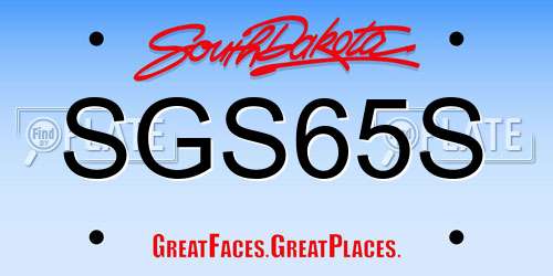 SGS65S South Dakota License Plate