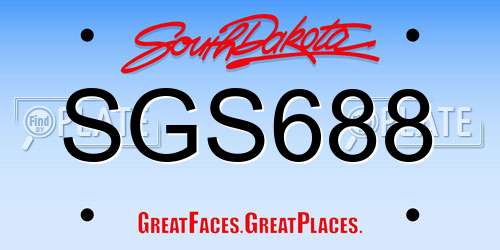 SGS688 South Dakota License Plate