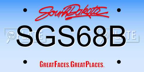 SGS68B South Dakota License Plate
