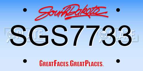 SGS7733 South Dakota License Plate
