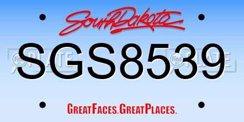 SGS8539 South Dakota License Plate