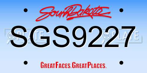 SGS9227 South Dakota License Plate