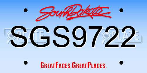 SGS9722 South Dakota License Plate