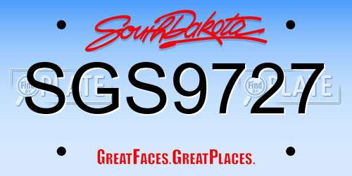 SGS9727 South Dakota License Plate
