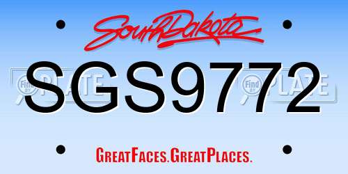 SGS9772 South Dakota License Plate