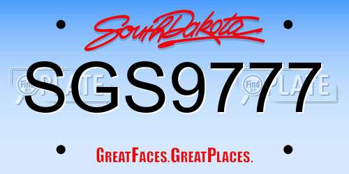 SGS9777 South Dakota License Plate