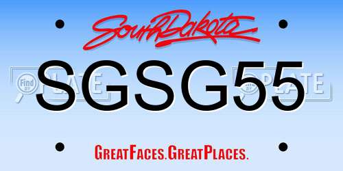 SGSG55 South Dakota License Plate