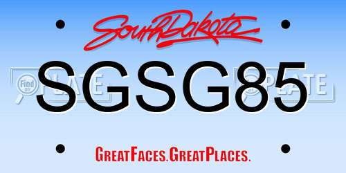 SGSG85 South Dakota License Plate