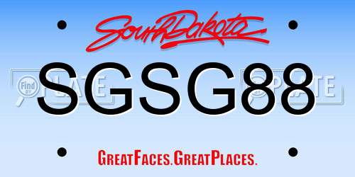 SGSG88 South Dakota License Plate