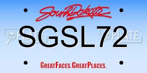 SGSL72 South Dakota License Plate